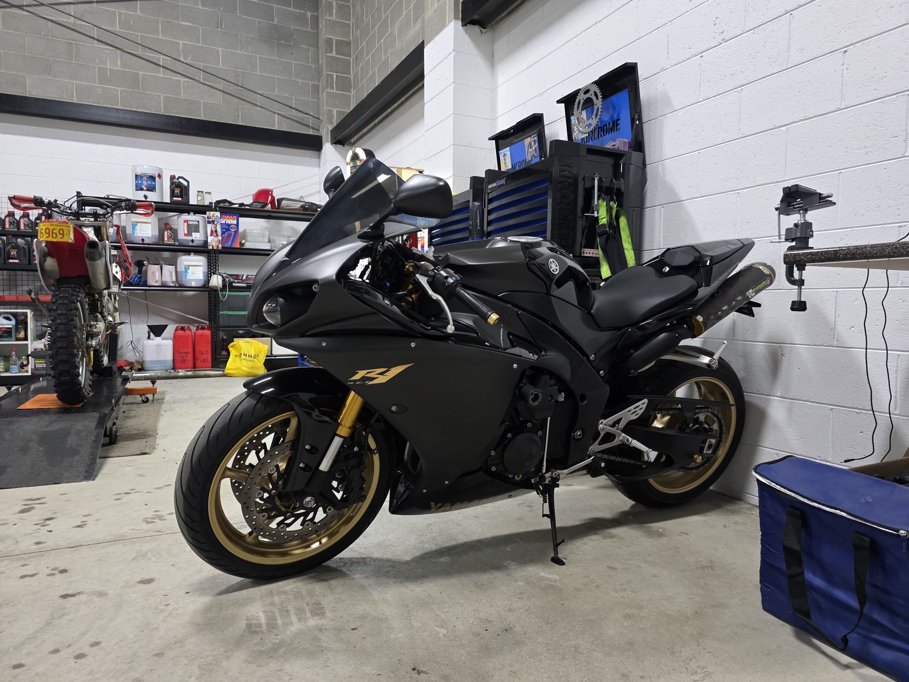 Customer motorcycle in for service