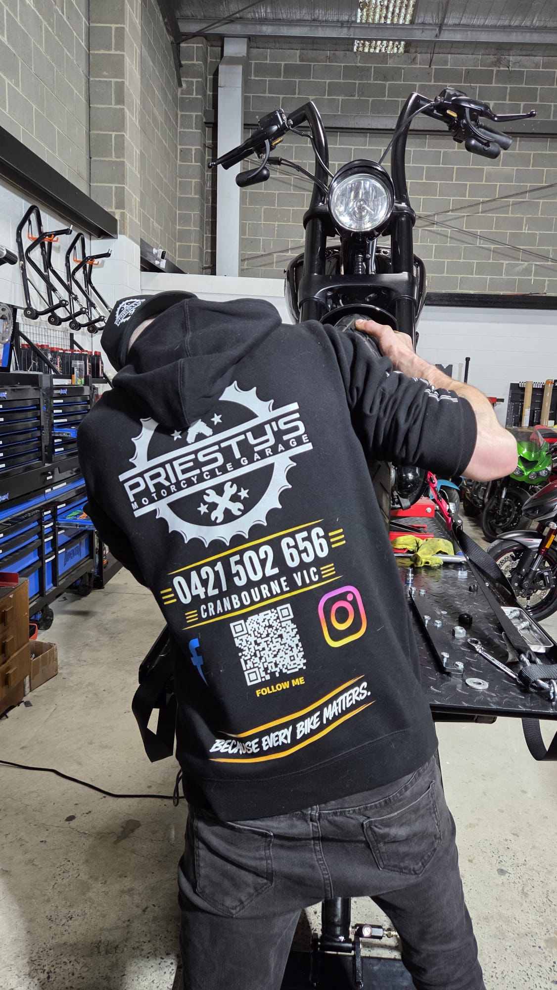 Suspension and front-end work in the Cranbourne workshop